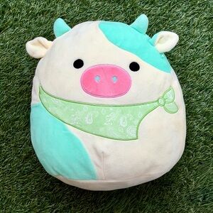 Squishmallows Belana the Cow 12” Plush Green Bandana Easter KellyToy
